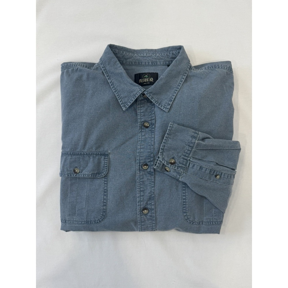 RedHead Men's Vintage Blue Denim Long Sleeve Shirt Size 3XL